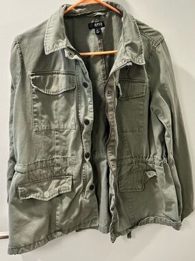 a.n.a Olive Green Utility Jacket with Drawstring Waist
